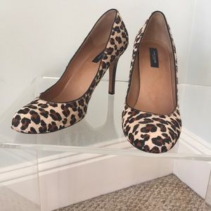 Ann Taylor Leopard Heels w/ Patent Leather Accents